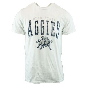Utah State Aggie Bull Distressed T-Shirt white